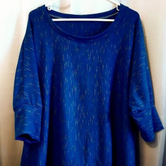 Fireworks print T-shirt Top Plus 1X Blue pink green blend Dolman Scoop neck hilo - Picture 3 of 12